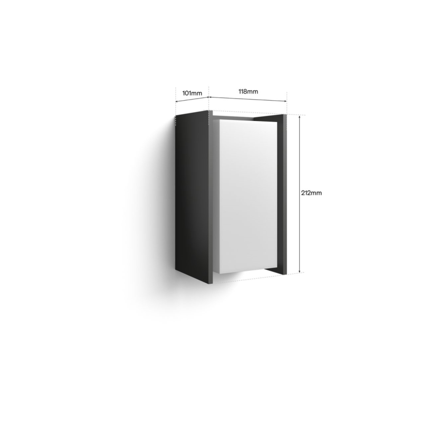 Philips - LED prigušivo vanjsko zidno svjetlo Hue TURACO White And Color Ambiance 1xE27/8,1W/230V 1000-20000K