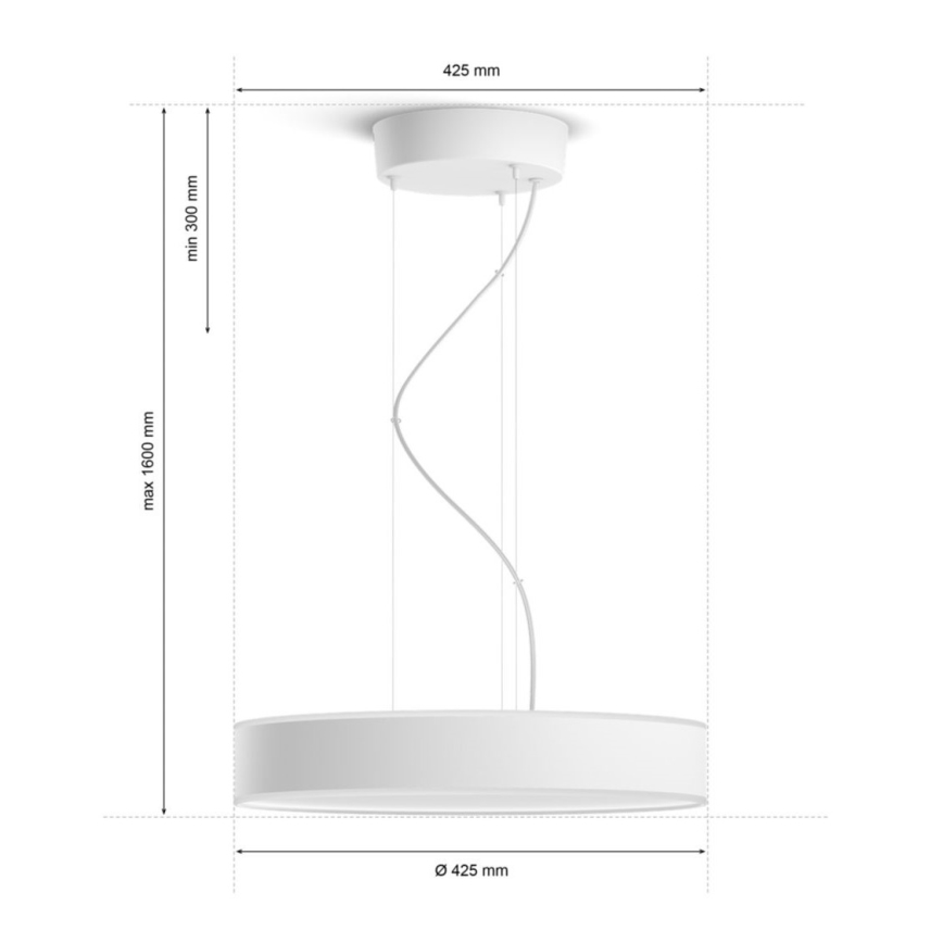 Philips - LED Prigušivi luster na sajli Hue LED/33,5W/230V 2200-6500K bijela + daljinski upravljač