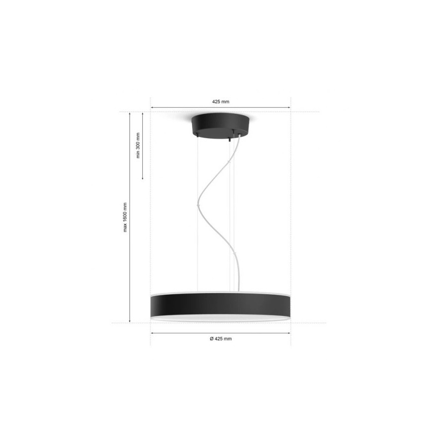 Philips - LED Prigušivi luster na sajli Hue LED/33,5W/230V 2200-6500K crna + daljinski upravljač