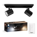 Philips - LED prigušivo reflektorsko svjetlo Hue RUNNER 2xGU10/4,2W/230V 2200-6500K + daljinski upravljač crna