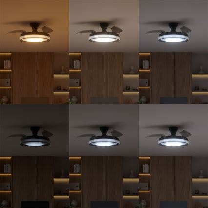 Philips - prigušiva LED stropna svjetiljka s ventilatorom BLISS LED/35W/230V, crna + daljinski upravljač