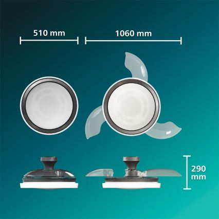Philips - prigušiva LED stropna svjetiljka s ventilatorom BLISS LED/35W/230V, crna + daljinski upravljač