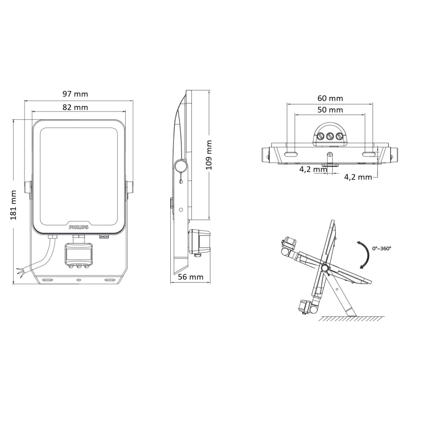 Philips - LED reflektor s senzorom pokreta i sumraka LEDINAIRE ALL-IN LED/20W/230V 3000/4000/6500K IP65