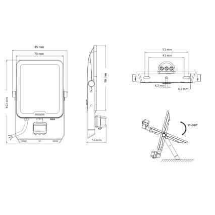 Philips - LED reflektor s detektorom pokreta i sumraka LEDINAIRE ALL-IN LED/10W/230V 3000/4000/6500K IP65