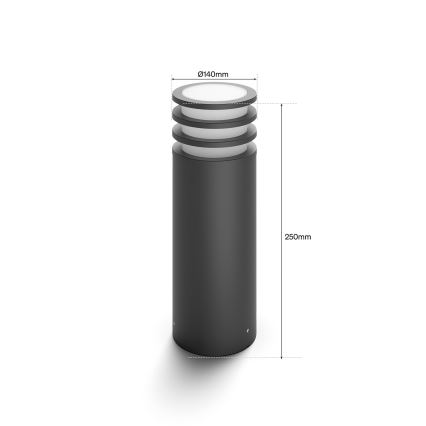 Philips - LED RGB prigušiva vanjska svjetiljka Hue LUCCA 1xE27/8,1W/230V 25 cm 1000-20000K IP44