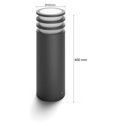 Philips - LED RGB s prigušivanjem vanjska svjetiljka Hue LUCCA 1xE27/8,1W/230V 40 cm 1000-20000K IP44