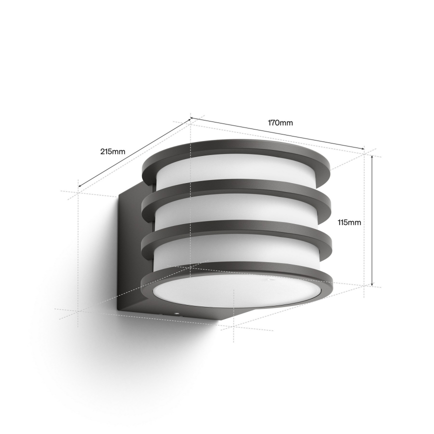 Philips - LED RGB prigušivo vanjsko zidno svjetlo Hue LUCCA 1xE27/8,1W/230V 1000-20000K IP44