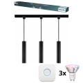 Philips - LED RGBW luster na kabelu s mogućnošću prigušivanja u sustavu tračnica EASYLINK HUE 3xGU10/4,7W/230V 2200-6500K 1m crna + Hue bridge