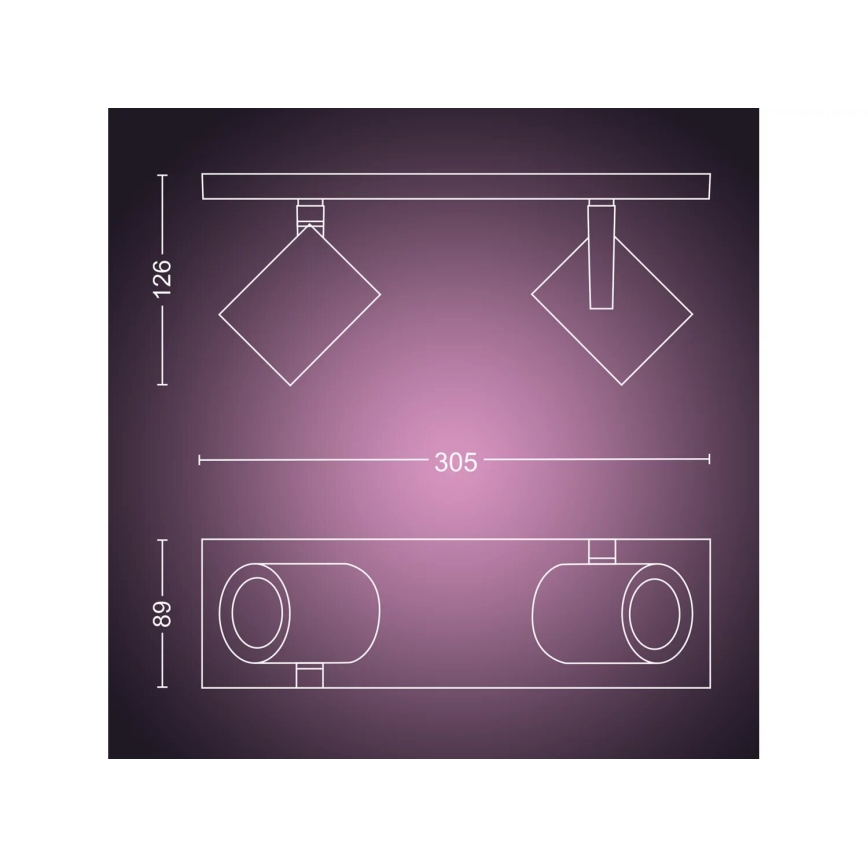 Philips - LED RGBW Prigušiva reflektorska svjetiljka Hue ARGENTA 2xGU10/4,2W/230V 2000-6500K