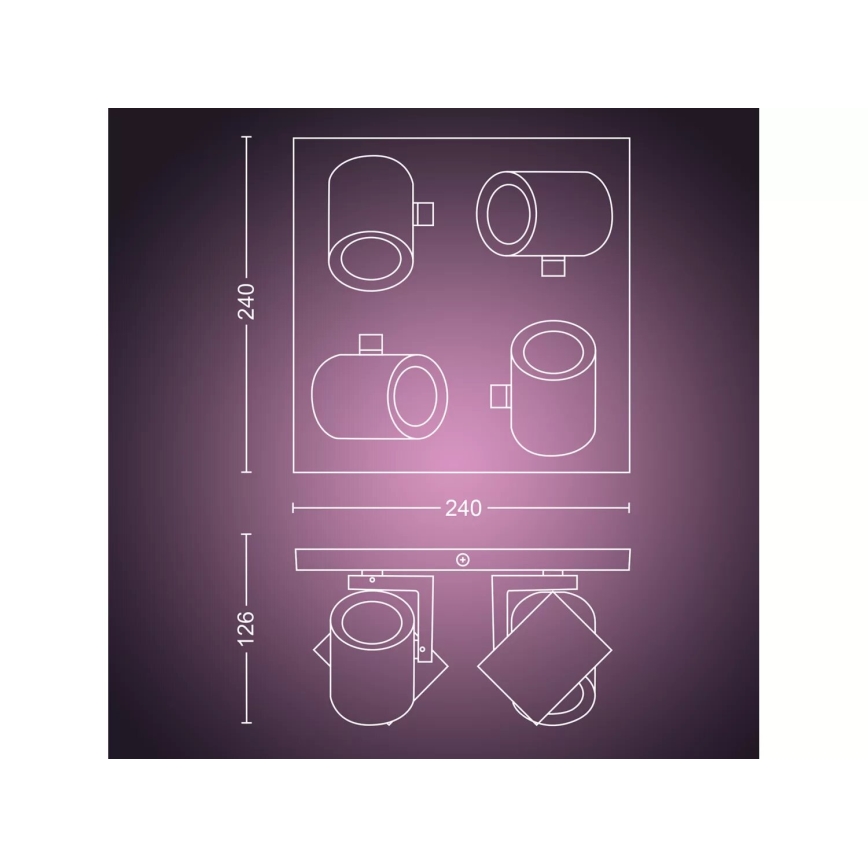 Philips - LED RGBW Prigušiva reflektorska svjetiljka Hue ARGENTA 4xGU10/4,2W/230V 2000-6500K