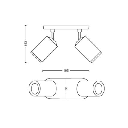 Philips - LED RGBW Prigušiva reflektorska svjetiljka Hue FUGATO 2xGU10/4,2W/230V 2000-6500K crna
