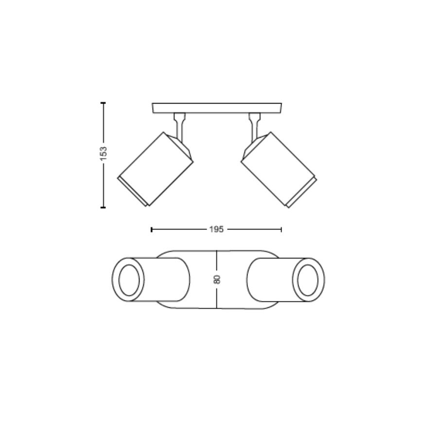 Philips - LED RGBW Prigušiva reflektorska svjetiljka Hue FUGATO 2xGU10/4,2W/230V 2000-6500K crna