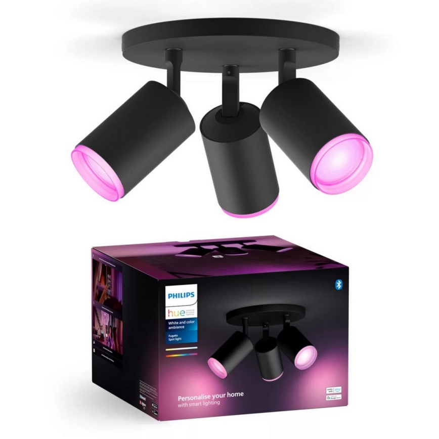 Philips - LED RGBW Prigušiva reflektorska svjetiljka Hue FUGATO 3xGU10/4,2W/230V 2000-6500K crna