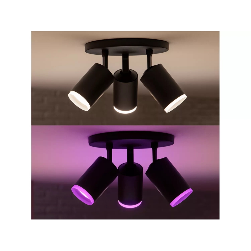 Philips - LED RGBW Prigušiva reflektorska svjetiljka Hue FUGATO 3xGU10/4,2W/230V 2000-6500K crna