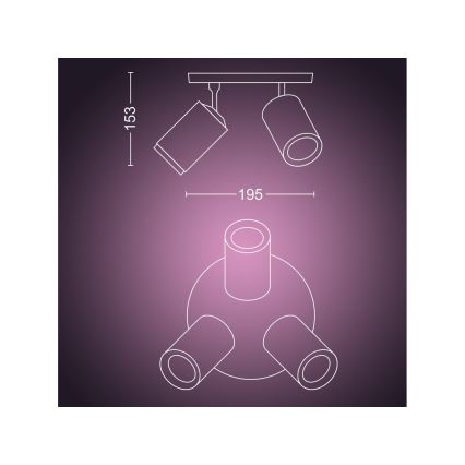 Philips - LED RGBW Prigušiva reflektorska svjetiljka Hue FUGATO 3xGU10/4,2W/230V 2000-6500K crna