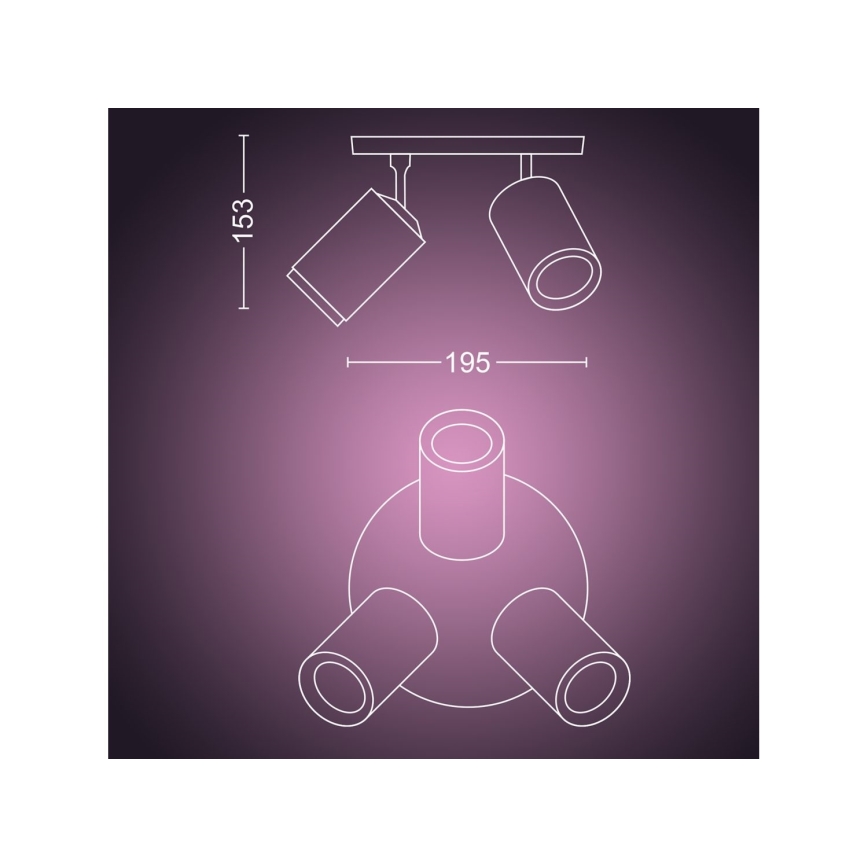 Philips - LED RGBW Prigušiva reflektorska svjetiljka Hue FUGATO 3xGU10/4,2W/230V 2000-6500K crna
