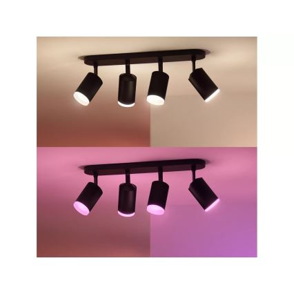 Philips - LED RGBW Prigušiva reflektorska svjetiljka Hue FUGATO 4xGU10/4,2W/230V 2000-6500K crna