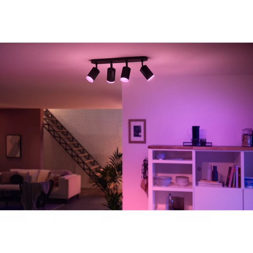 Philips - LED RGBW Prigušiva reflektorska svjetiljka Hue FUGATO 4xGU10/4,2W/230V 2000-6500K crna