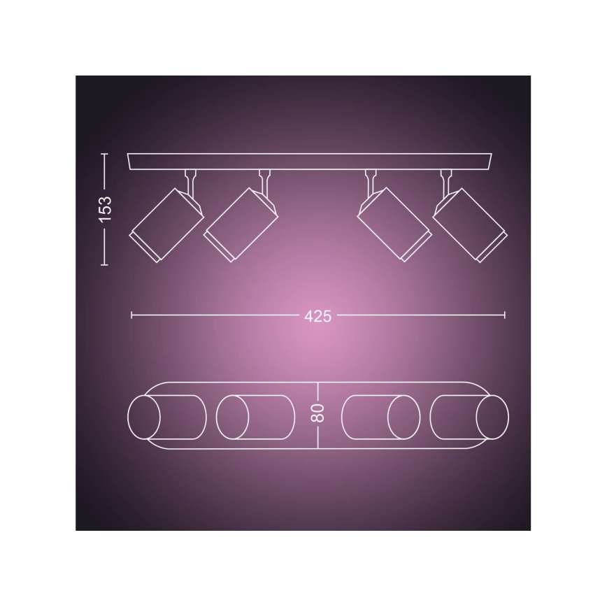 Philips - LED RGBW Prigušiva reflektorska svjetiljka Hue FUGATO 4xGU10/4,2W/230V 2000-6500K crna