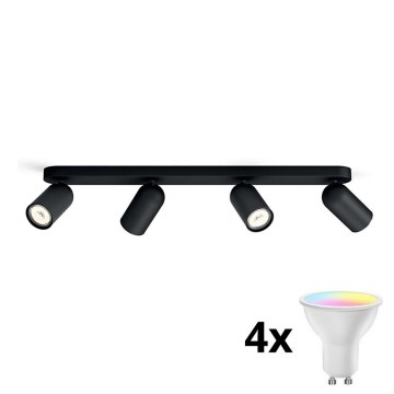 Philips - LED RGBW prigušiva reflektorska svjetiljka PONGEE 4xGU10/4,8W/230V 3000K crna + daljinski upravljač