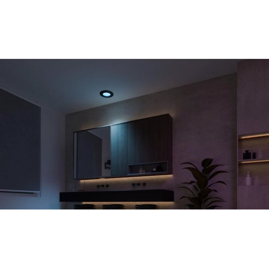 Philips - LED RGBW Prigušiva ugradbena svjetiljka za kupaonicu Hue SLIM LED/8,3W/230V 2000-6500K IP44 crna