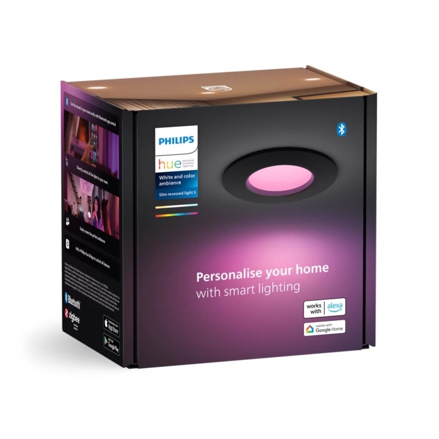 Philips - LED RGBW Prigušiva ugradbena svjetiljka za kupaonicu Hue SLIM LED/8,3W/230V 2000-6500K IP44 crna