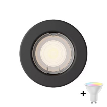 Philips - LED RGBW prigušiva ugradna stropna svjetiljka PERIDOT 1xGU10/6,5W/230V crna + daljinski upravljač