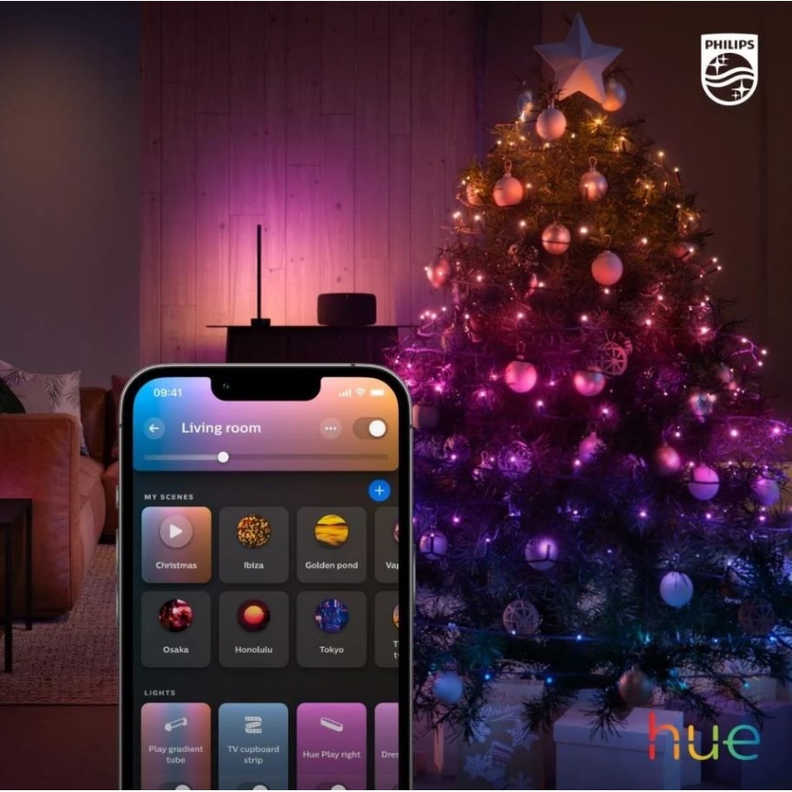 Philips - LED RGBW s mogućnošću prigušivanja, vanjski niz HUE WHITE AND COLOR AMBIANCE, 500 LED, 44,4 m, 2000–6500K, IP54