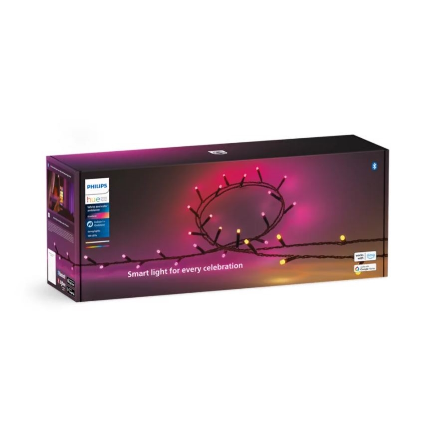 Philips - LED RGBW s mogućnošću prigušivanja, vanjski niz HUE WHITE AND COLOR AMBIANCE, 500 LED, 44,4 m, 2000–6500K, IP54