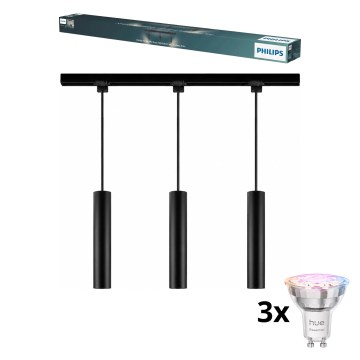 Philips - LED RGBW prigušivi viseći luster na kabelu u šinskom sustavu EASYLINK HUE 3xGU10/4,7W/230V 2200-6500K 1m crna