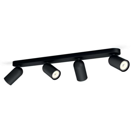 Philips - LED RGBW prigušiva reflektorska svjetiljka PONGEE 4xGU10/4,8W/230V 3000K crna + daljinski upravljač