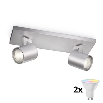 Philips - LED RGBW s mogućnošću prigušivanja spot svjetiljka RUNNER 2xGU10/6,5W/230V 2700-6500K matni krom