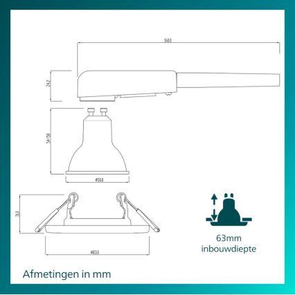 Philips - LED RGBW prigušivo ugradno stropno svjetlo PERIDOT 1xGU10/6,5W/230V 2700-6500K srebrna