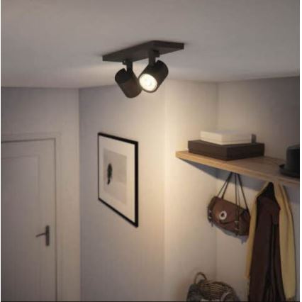 Philips - LED RGBW prigušivo spot svjetlo RUNNER 2xGU10/6,5W/230V 2700-6500K crno