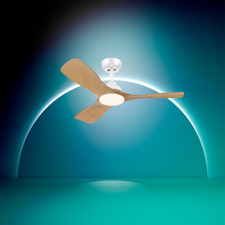 Philips - LED stropni ventilator OLAS s prigušivanjem LED/24W/230V, Ø106 cm, bijelo/smeđe + daljinski upravljač
