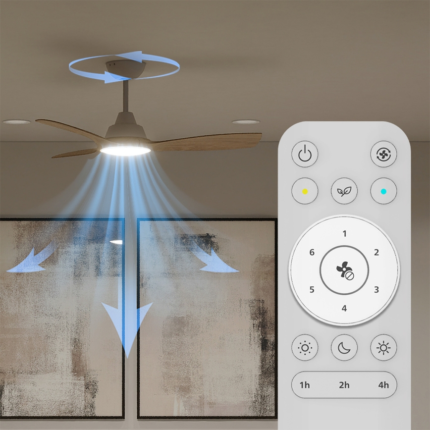 Philips - LED stropni ventilator OLAS s prigušivanjem LED/24W/230V, Ø106 cm, bijelo/smeđe + daljinski upravljač