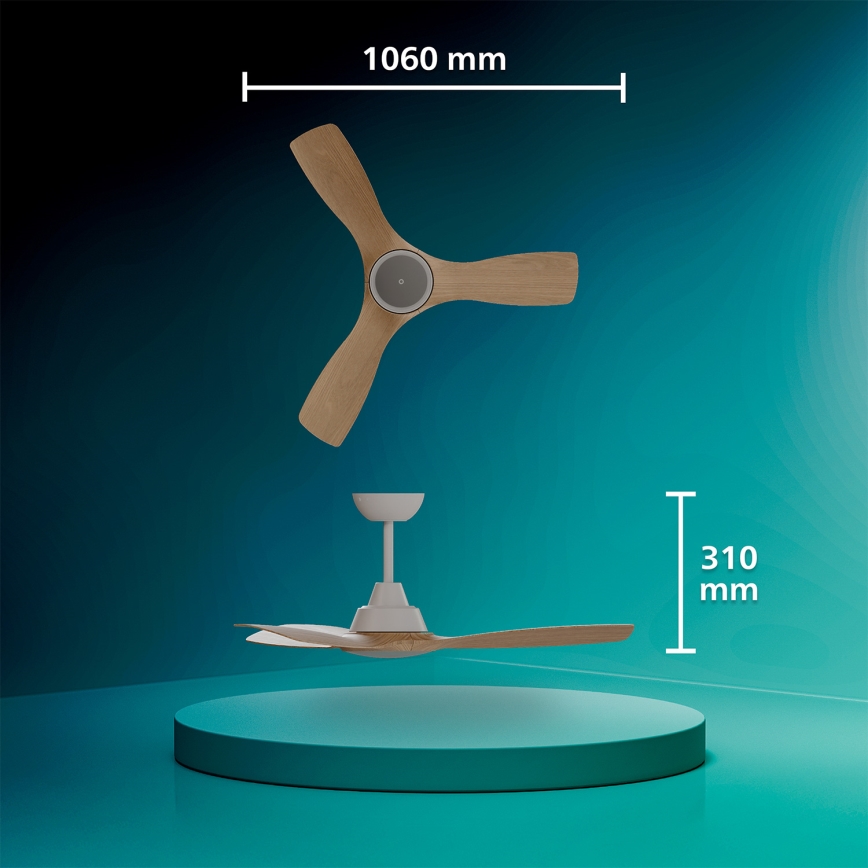 Philips - LED stropni ventilator OLAS s prigušivanjem LED/24W/230V, Ø106 cm, bijelo/smeđe + daljinski upravljač