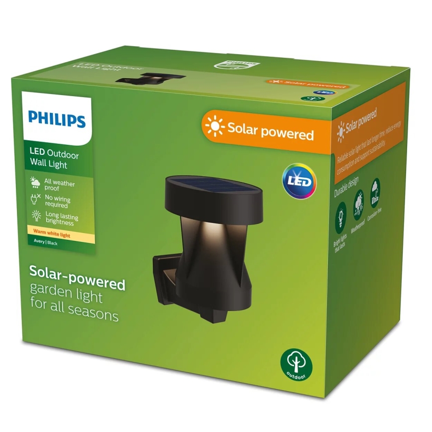 Philips - LED Solarna zidna svjetiljka AVERY LED/1,8W/3,7V 2600 mAh 2700K IP44