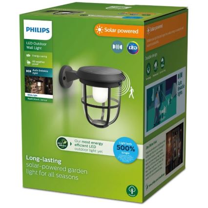 Philips - LED Solarna zidna svjetiljka sa senzorom RADII LED/1,3W/3,7V 3000K IP44