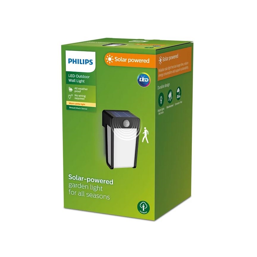 Philips - LED Solarna zidna svjetiljka sa senzorom SHROUD LED/2,3W/3,7V IP44