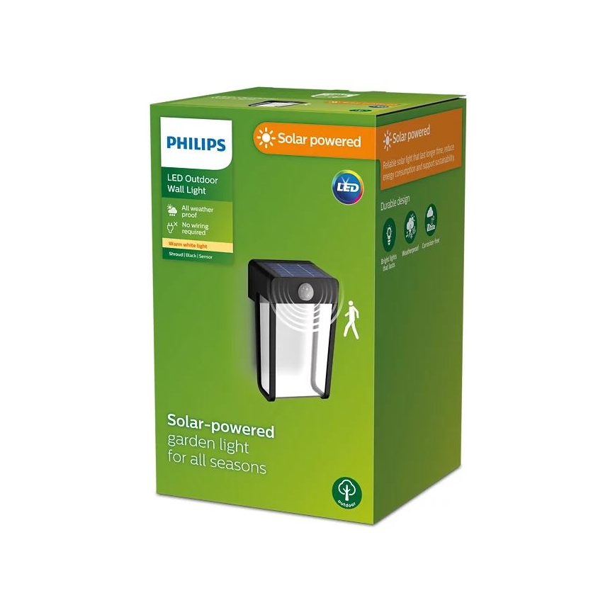 Philips - LED Solarna zidna svjetiljka sa senzorom SHROUD LED/2,3W/3,7V IP44
