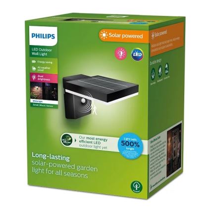 Philips - LED Solarna zidna svjetiljka sa senzorom ZONAL LED/1,3W/3,7V IP44