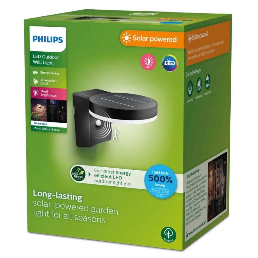Philips - LED Solarna zidna svjetiljka sa senzorom ZONAL LED/1,3W/3,7V IP44
