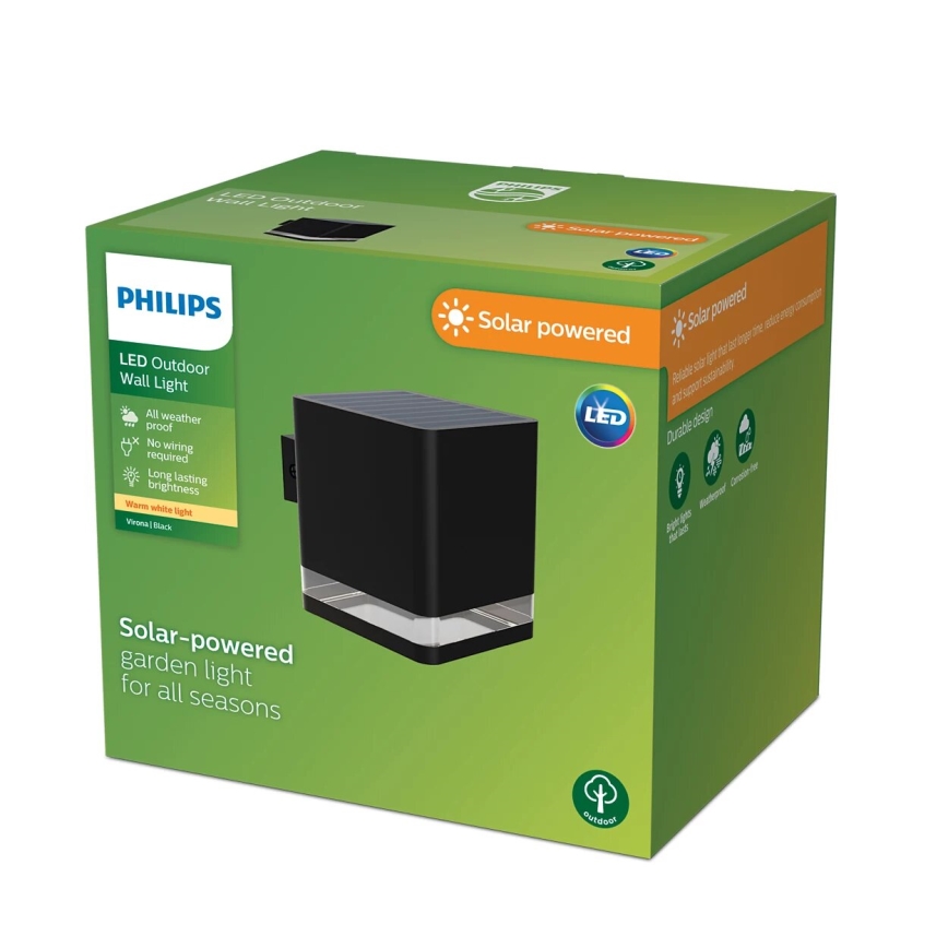 Philips - LED Solarna zidna svjetiljka VIRONA LED/1,8W/3,7V 2600 mAh 2700K IP44