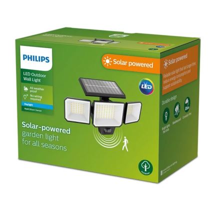 Philips -  LED Solarni zidni reflektor sa senzorom za pokret i dan/noć NYSIL 3xLED/8,7W/3,7V 2000 mAh IP65