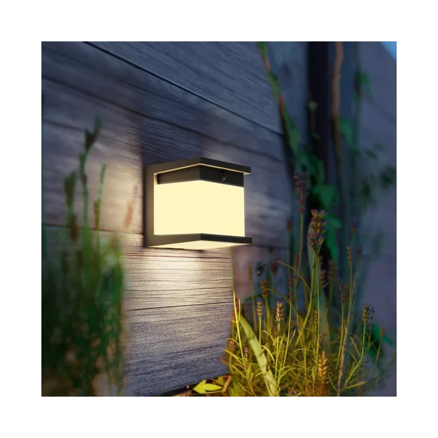 Philips - LED solarno zidno svjetlo s senzorom DIARA LED/3,8W/3,7V 800 mAh 2700K IP44 crna