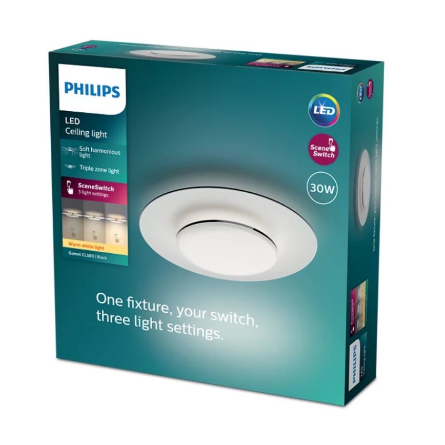 Philips- LED stropna svjetiljka s prigušivanjem SCENE SWITCH LED/30W/230V 2700K crna