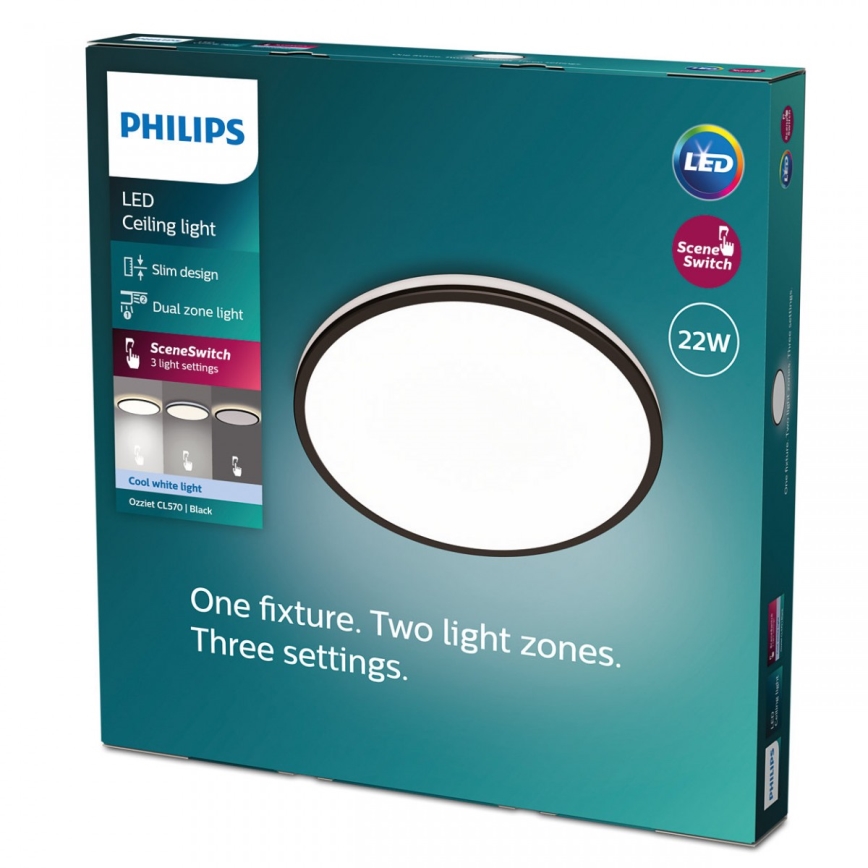 Philips - LED stropna svjetiljka s prigušivanjem SCENE SWITCH LED/22W/230V promjer 40 cm 4000K crna