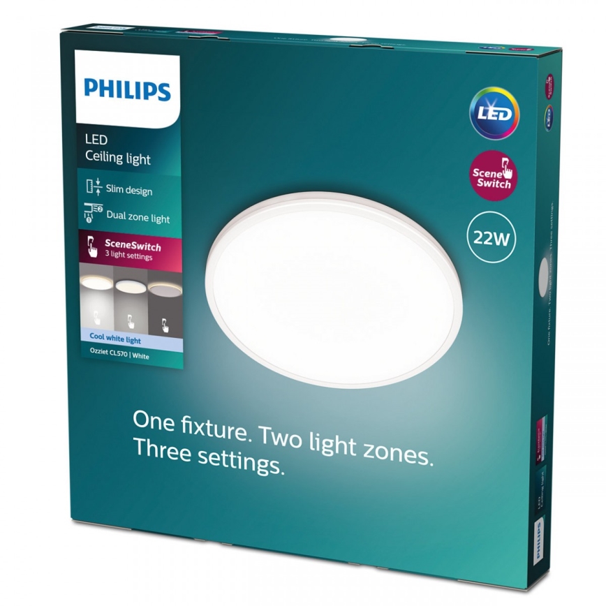 Philips - LED stropna svjetiljka s prigušivanjem SCENE SWITCH LED/22W/230V promjer 40 cm 4000K bijela