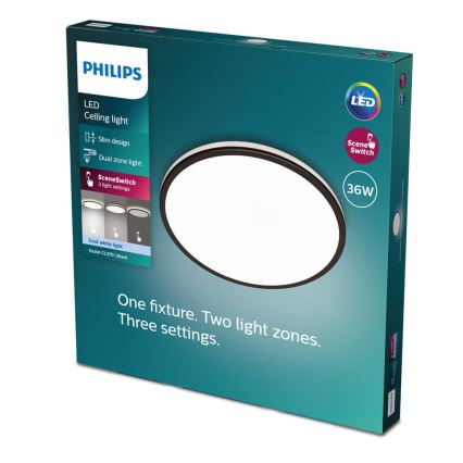 Philips - LED stropna svjetiljka s prigušivanjem SCENE SWITCH LED/36W/230V promjer 50 cm 4000K crna